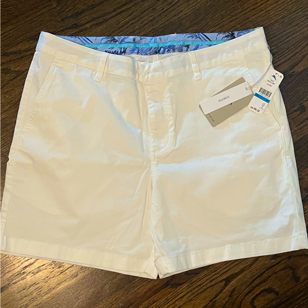 Men’s NWT White stretch SZ 36 Tommy Bahama boracay 6 inch shorts WHITE